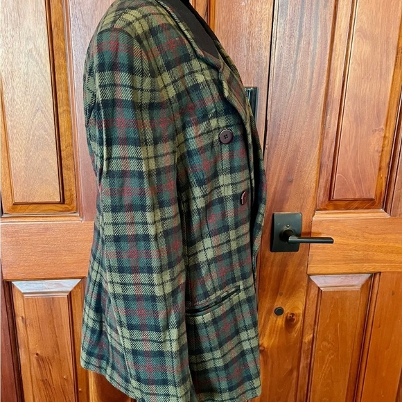 Jones New York Vintage 100% Wool Size 14 Navy Green Black Plaid Jacket Blazer - Picture 3 of 10